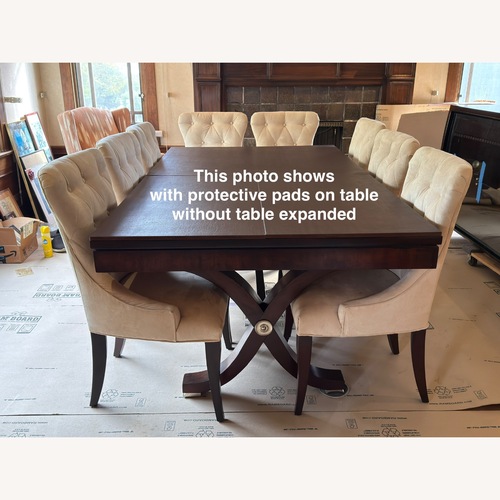 Used Table W Self Storing Leaf + 8 Chairs + Table Pads for sale on AptDeco