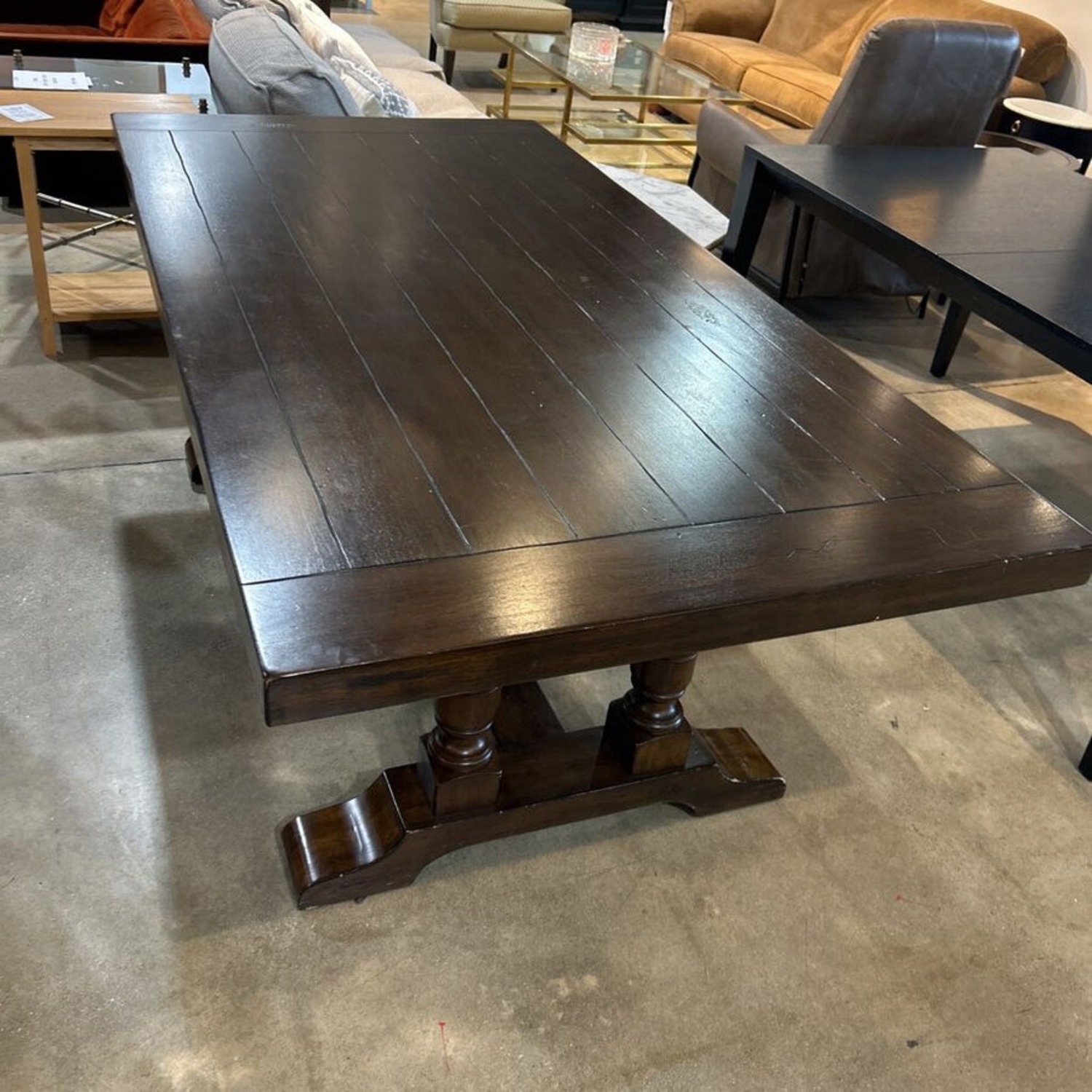 Traditional Trestle Solid Wood Dining Table - image-1