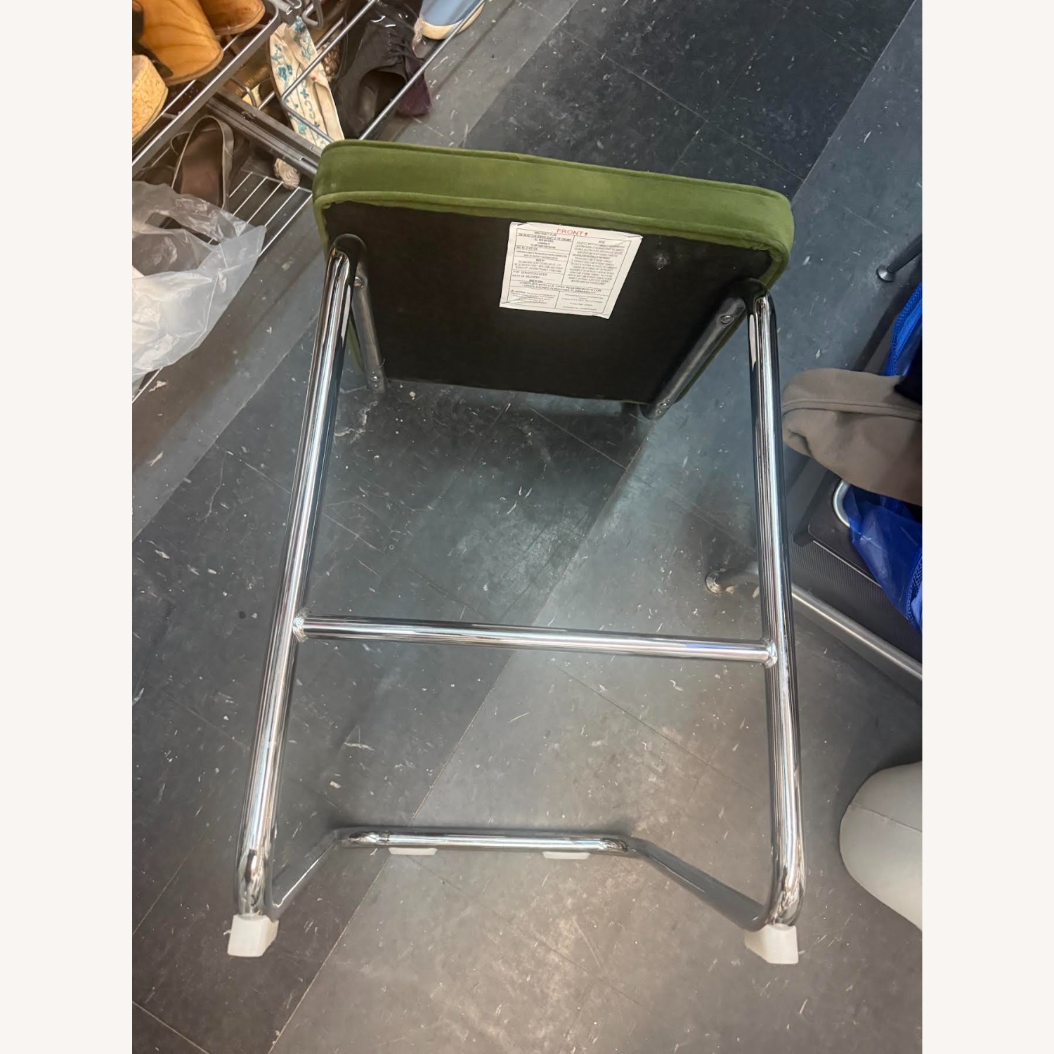Mid Century Modern Green Velvet Rattan Bar Stool  - image-15
