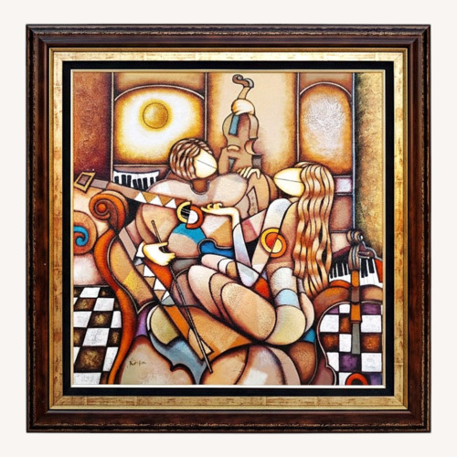 Used Oil Painting Musical Trio By Charles Lee Wall Art for sale on AptDeco