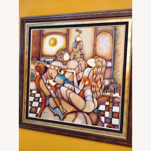 Used Oil Painting Musical Trio By Charles Lee Wall Art for sale on AptDeco