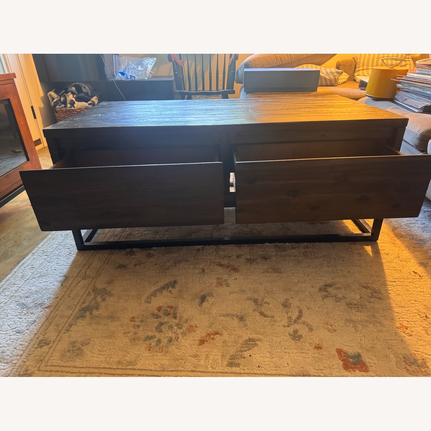 Dark Brown Wood Coffee Table - image-2