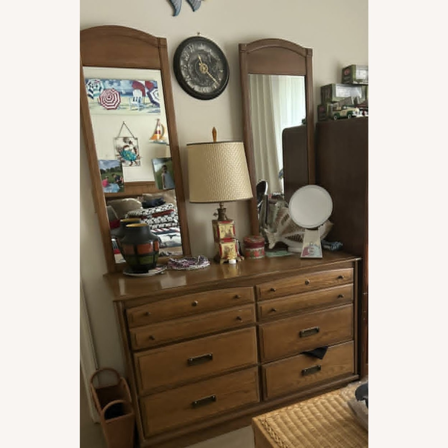 Vintage Solid Wood Dresser with Mirror - image-1