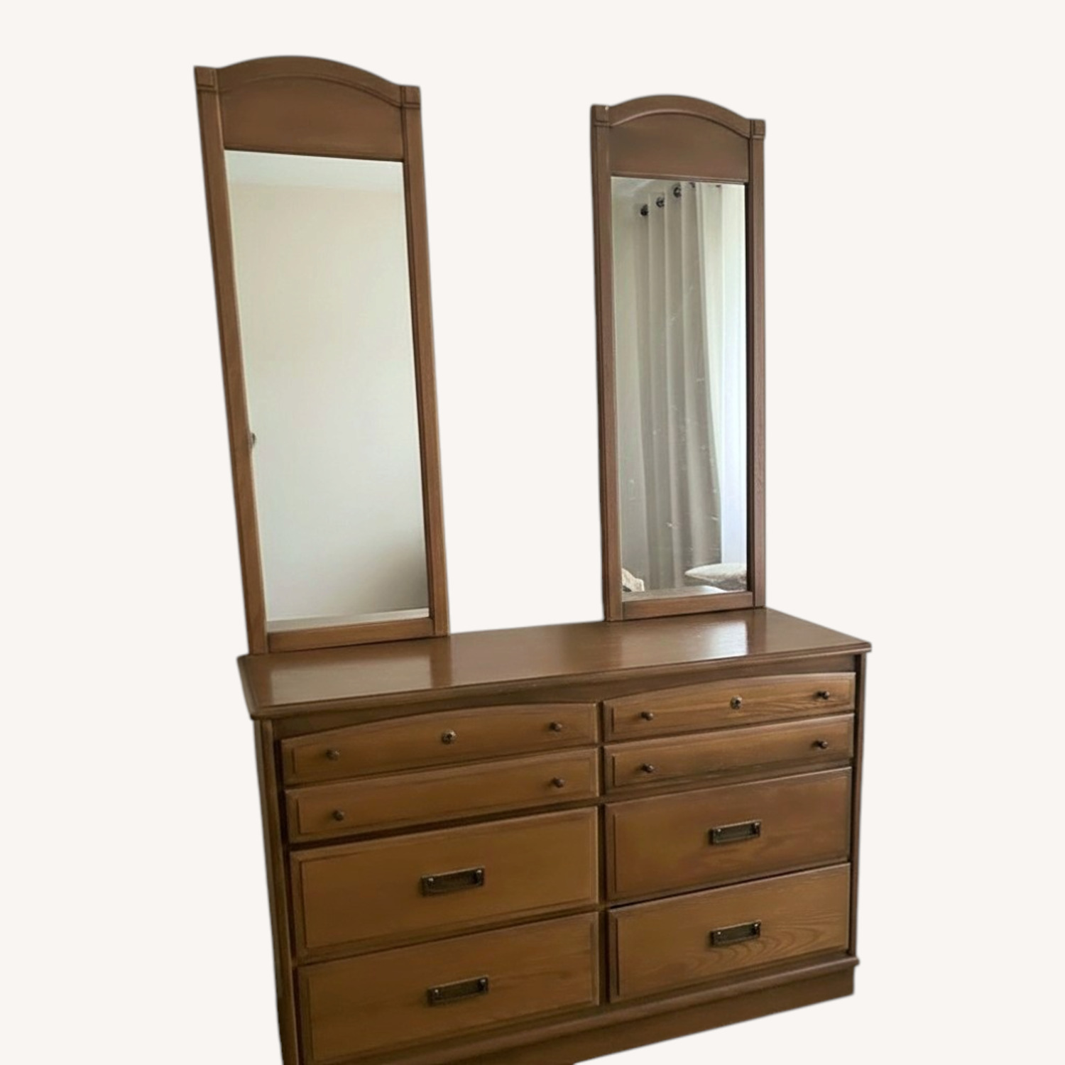 Vintage Solid Wood Dresser with Mirror - image-0