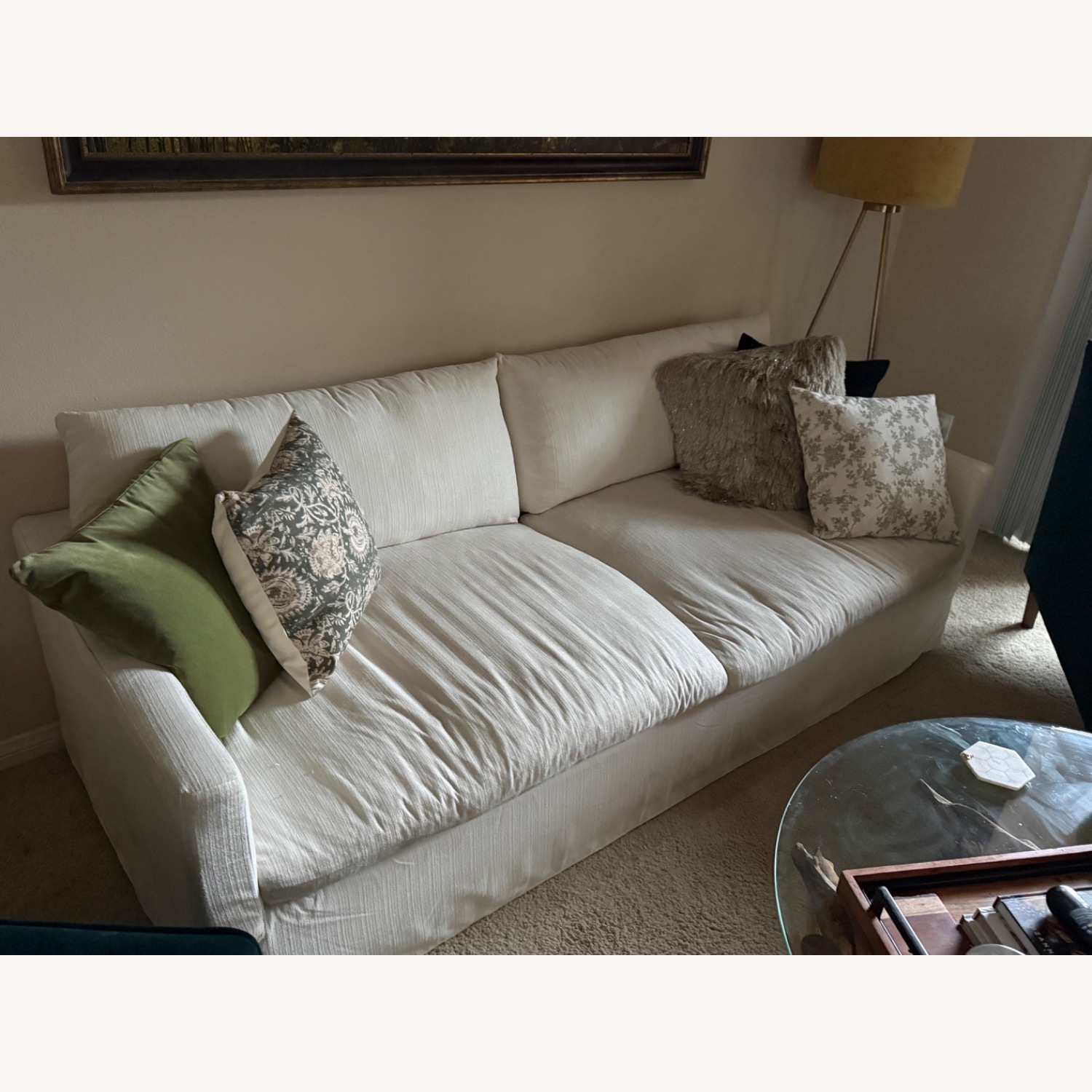 World Market Brynn White Fabric 3+ Seater Sofa - image-2