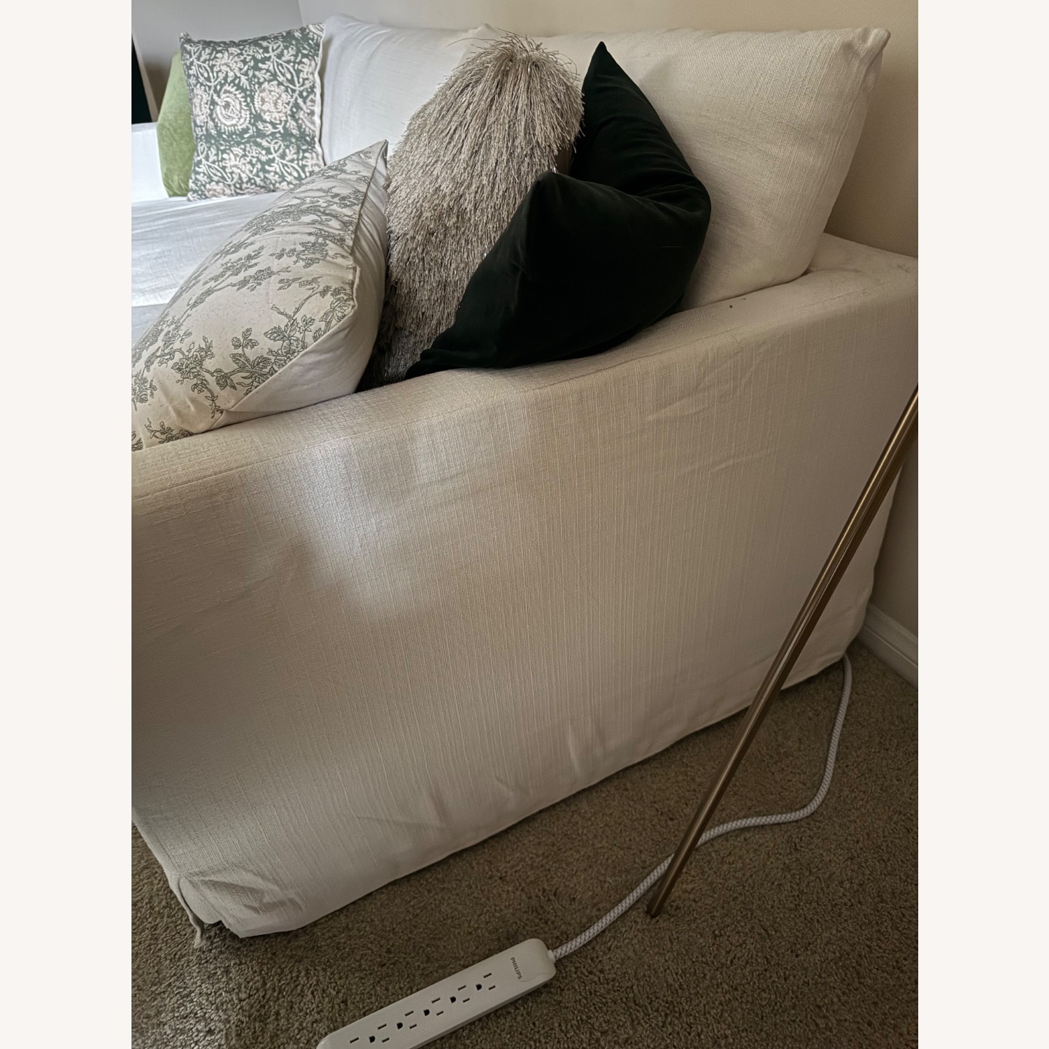 World Market Brynn White Fabric 3+ Seater Sofa - image-7