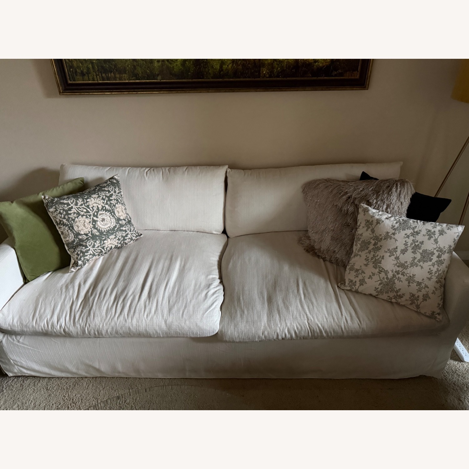 World Market Brynn White Fabric 3+ Seater Sofa - image-5