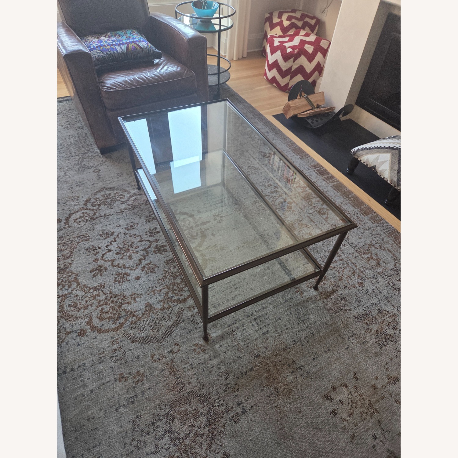 Crate & Barrel Pia Dark Brown Metal Coffee Table - image-3