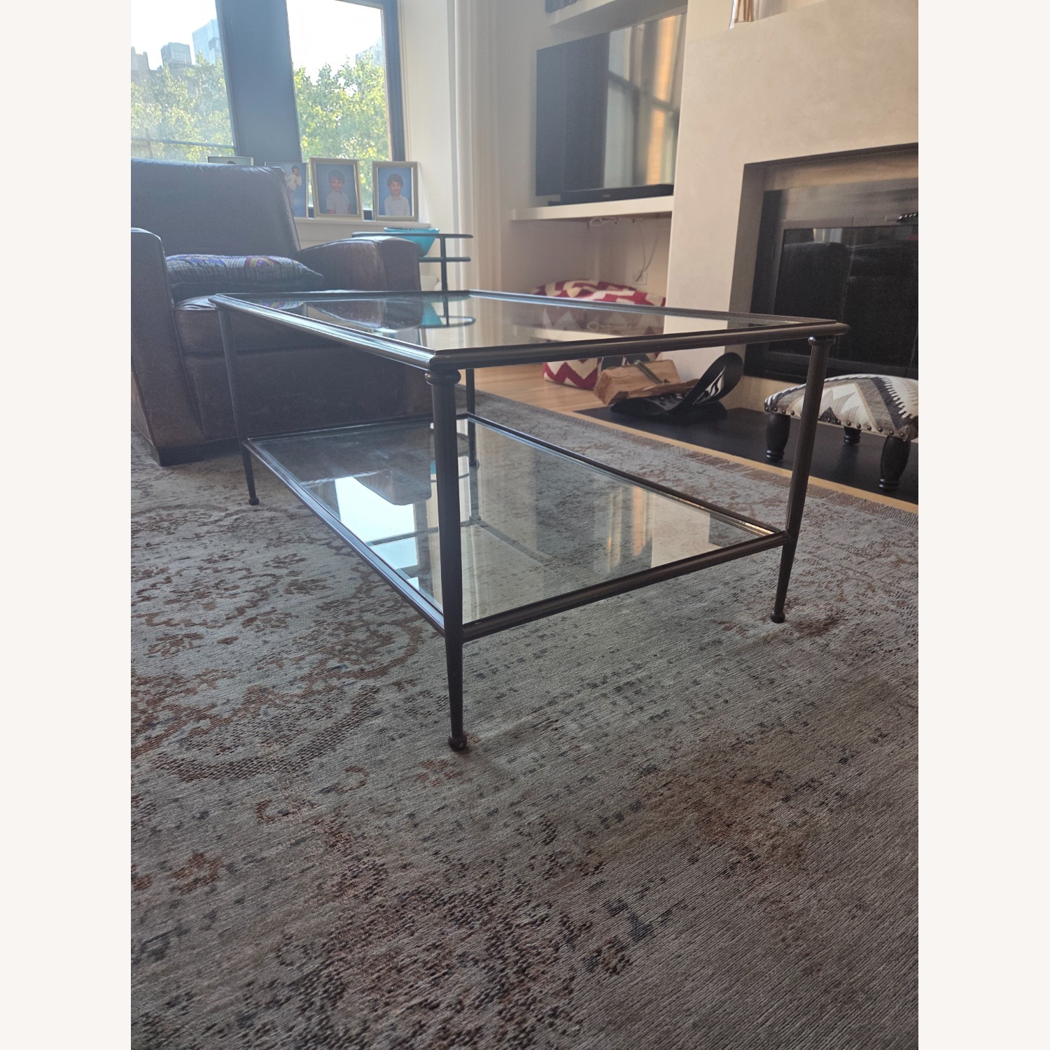 Crate & Barrel Pia Dark Brown Metal Coffee Table - image-2