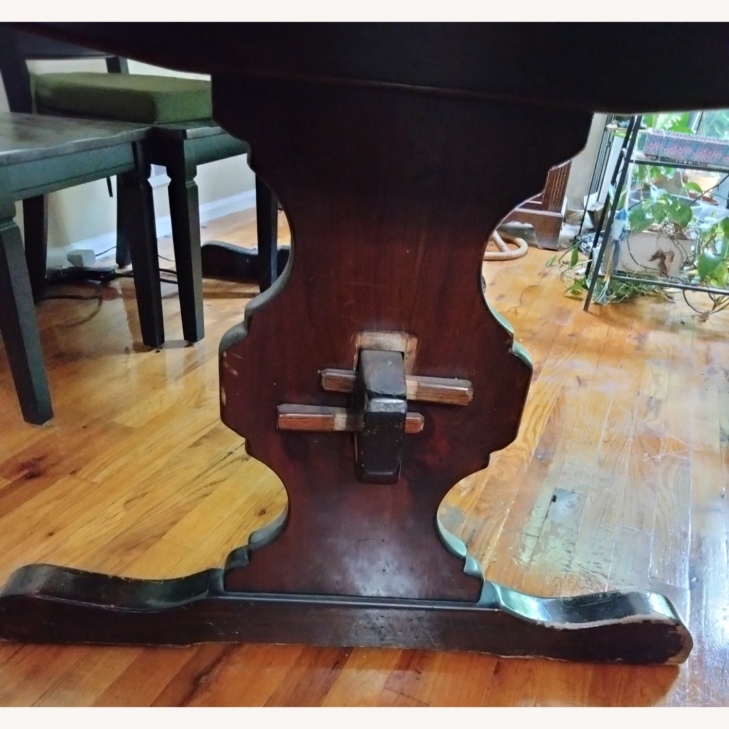 Hand-Made Dark Brown Pine Dining Table - image-3