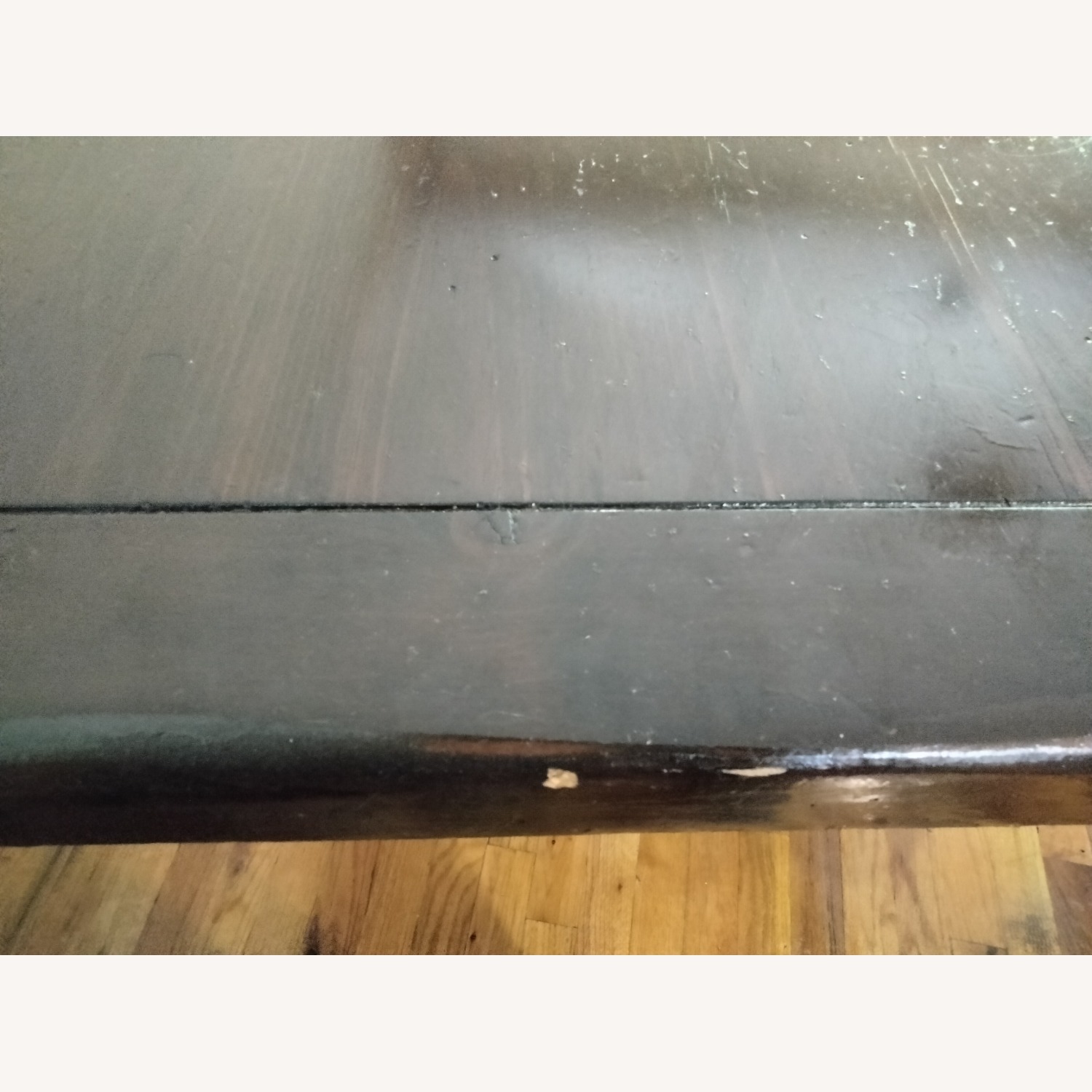 Hand-Made Dark Brown Pine Dining Table - image-4