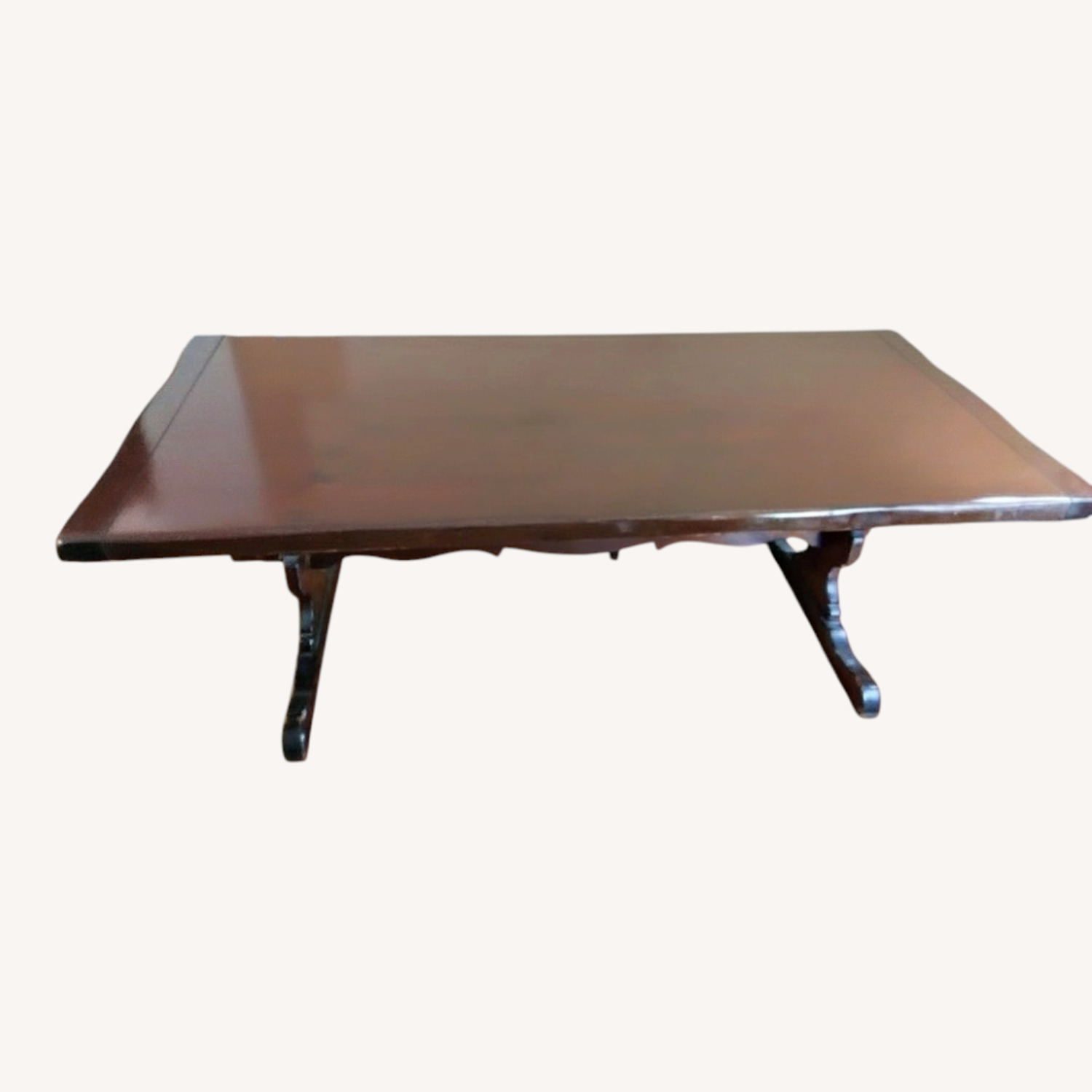 Hand-Made Dark Brown Pine Dining Table - image-0