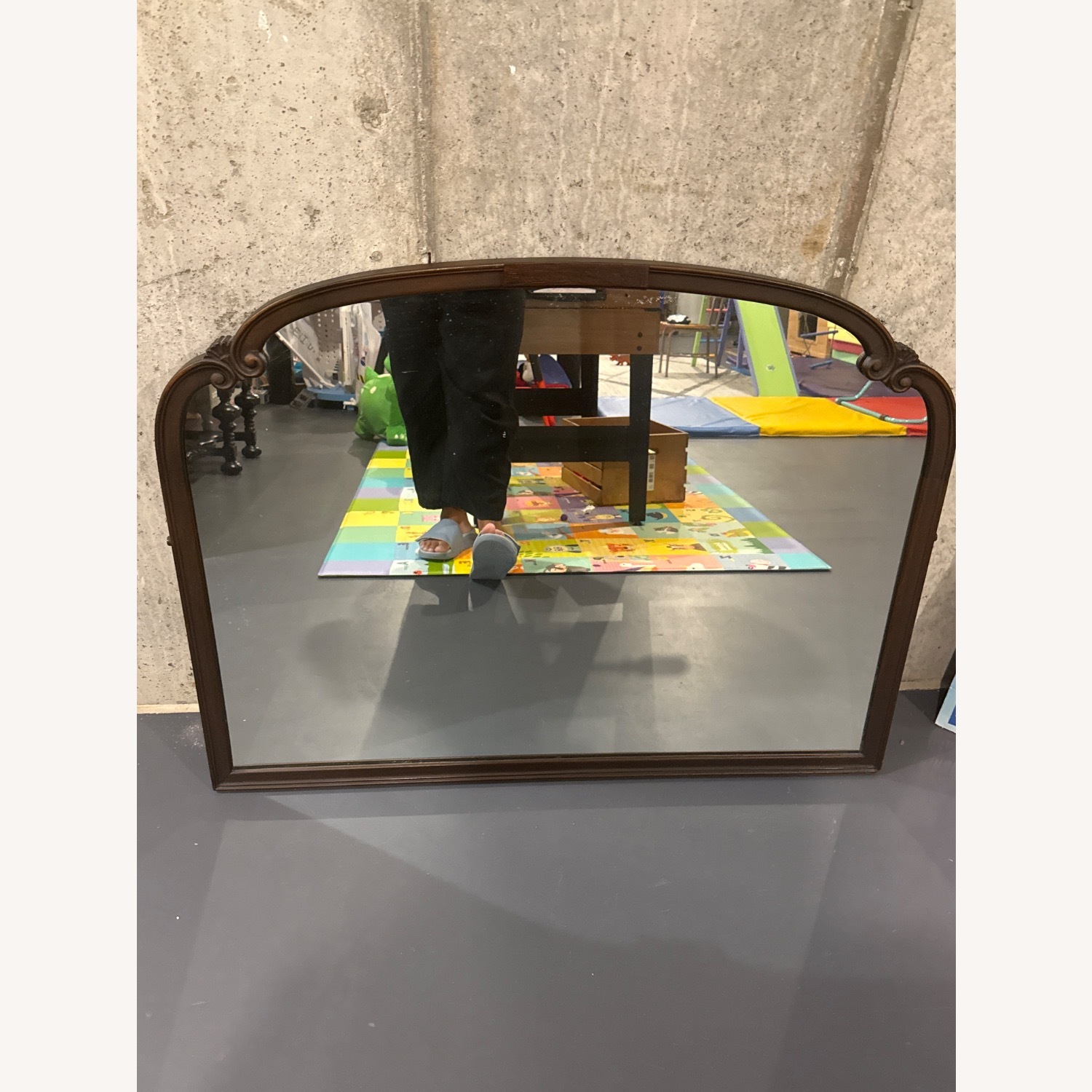Vintage/Antique Finds Dark Brown Wood Wall Mirror - image-3
