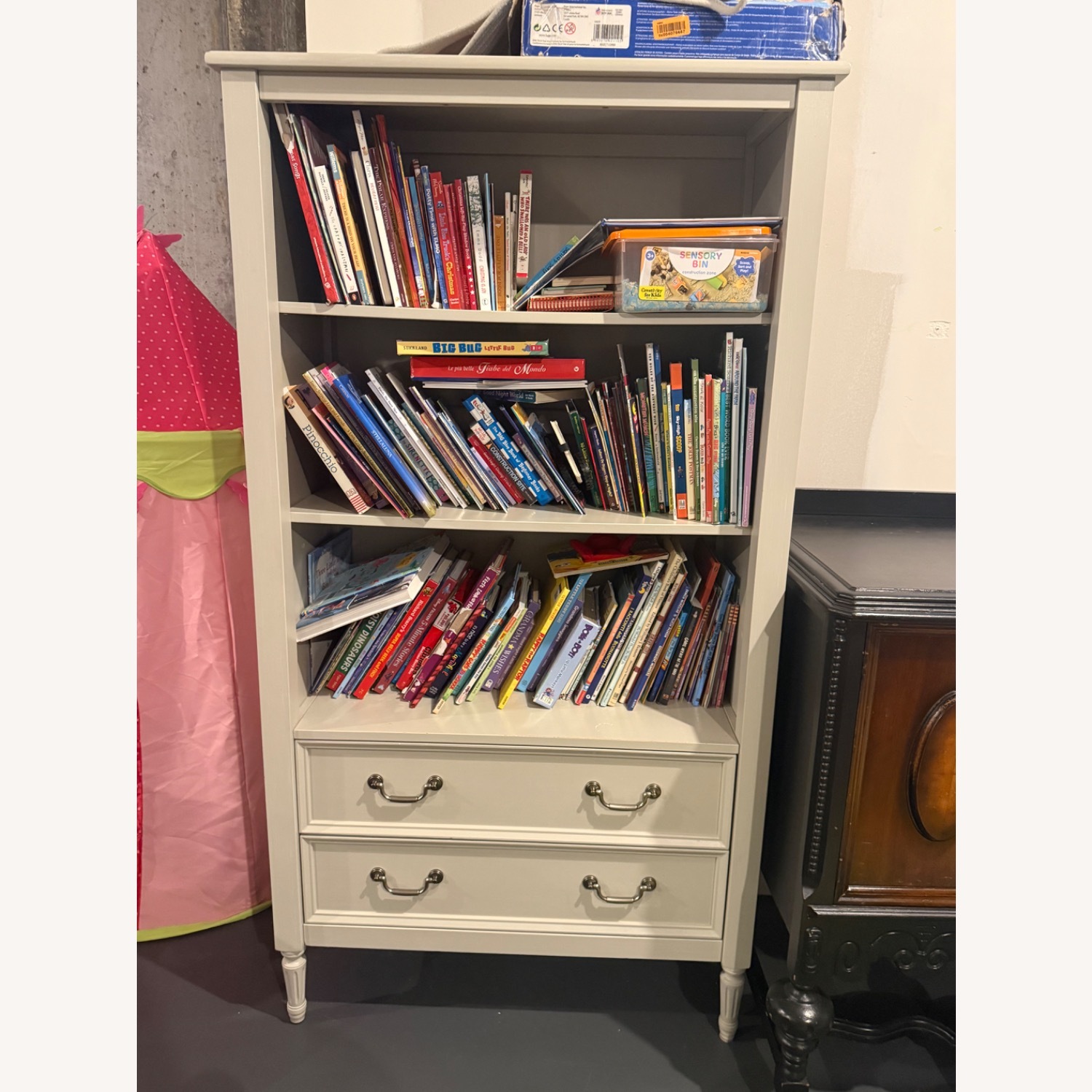Pottery Barn Kids Blythe Light Gray Wood Bookcase - image-1