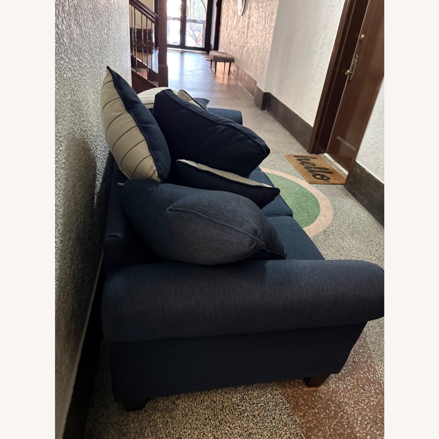 Raymour & Flanigan McKinley Blue Fabric 3+ Seater Sofa - image-3