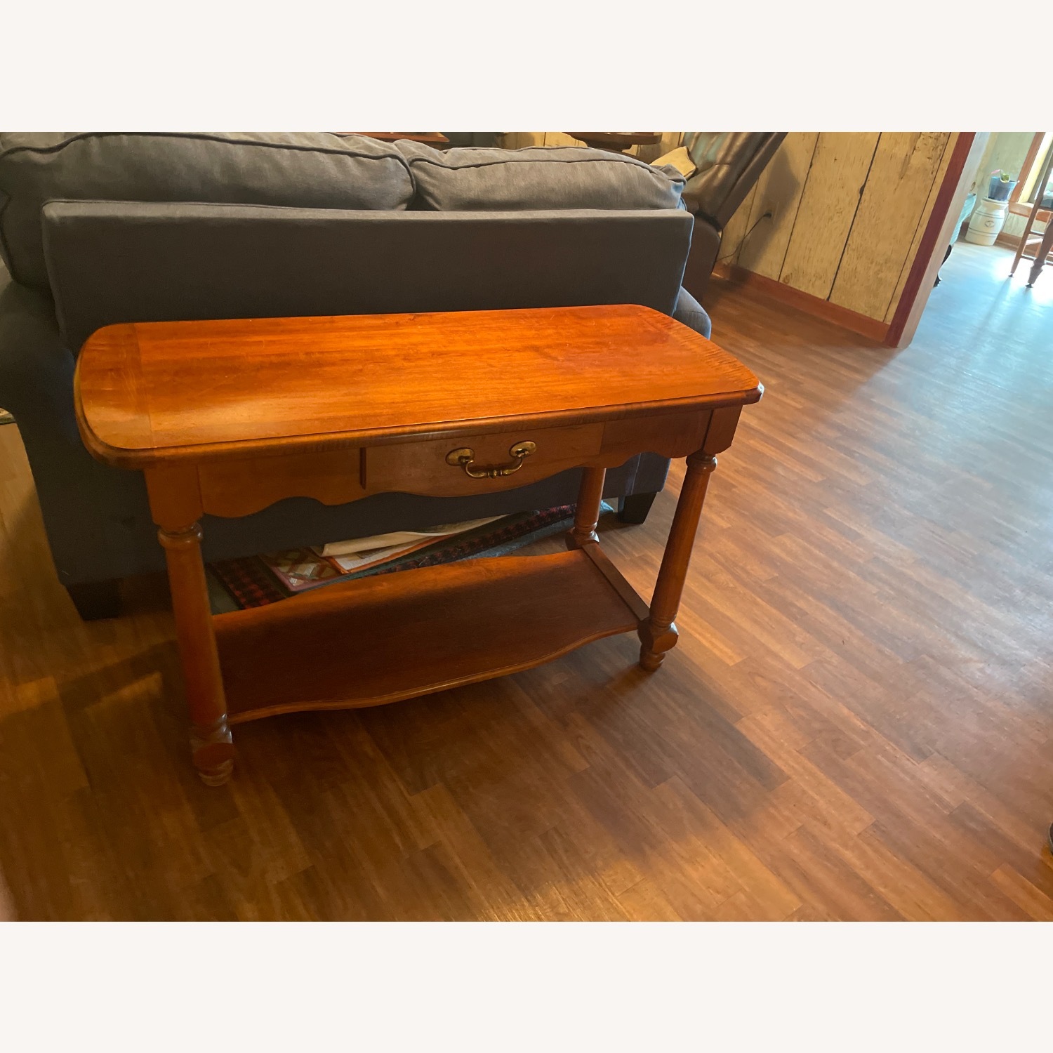 Vintage/Antique Dark Brown Wood Side Table - image-1