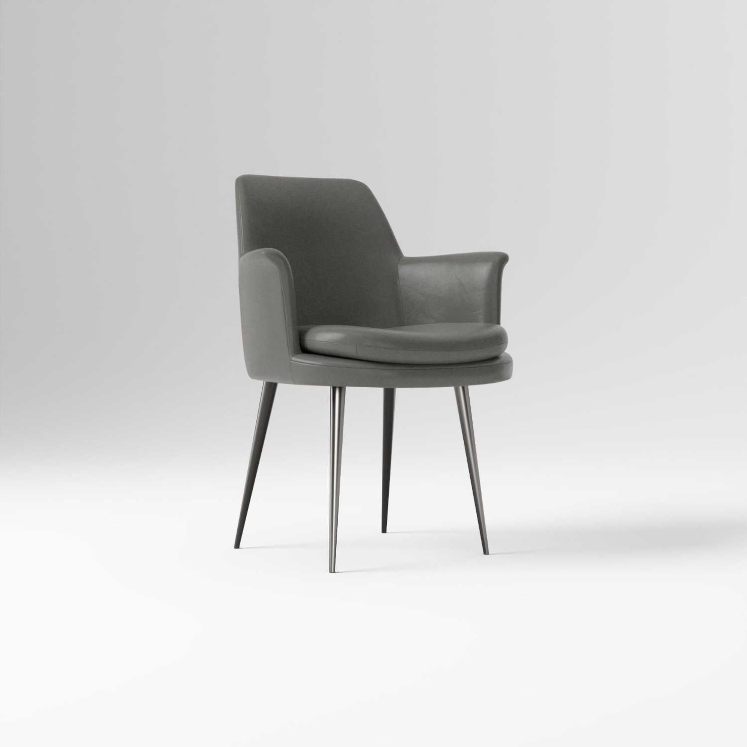 West Elm Finley Dark Gray Leather Dining Chairs - image-1