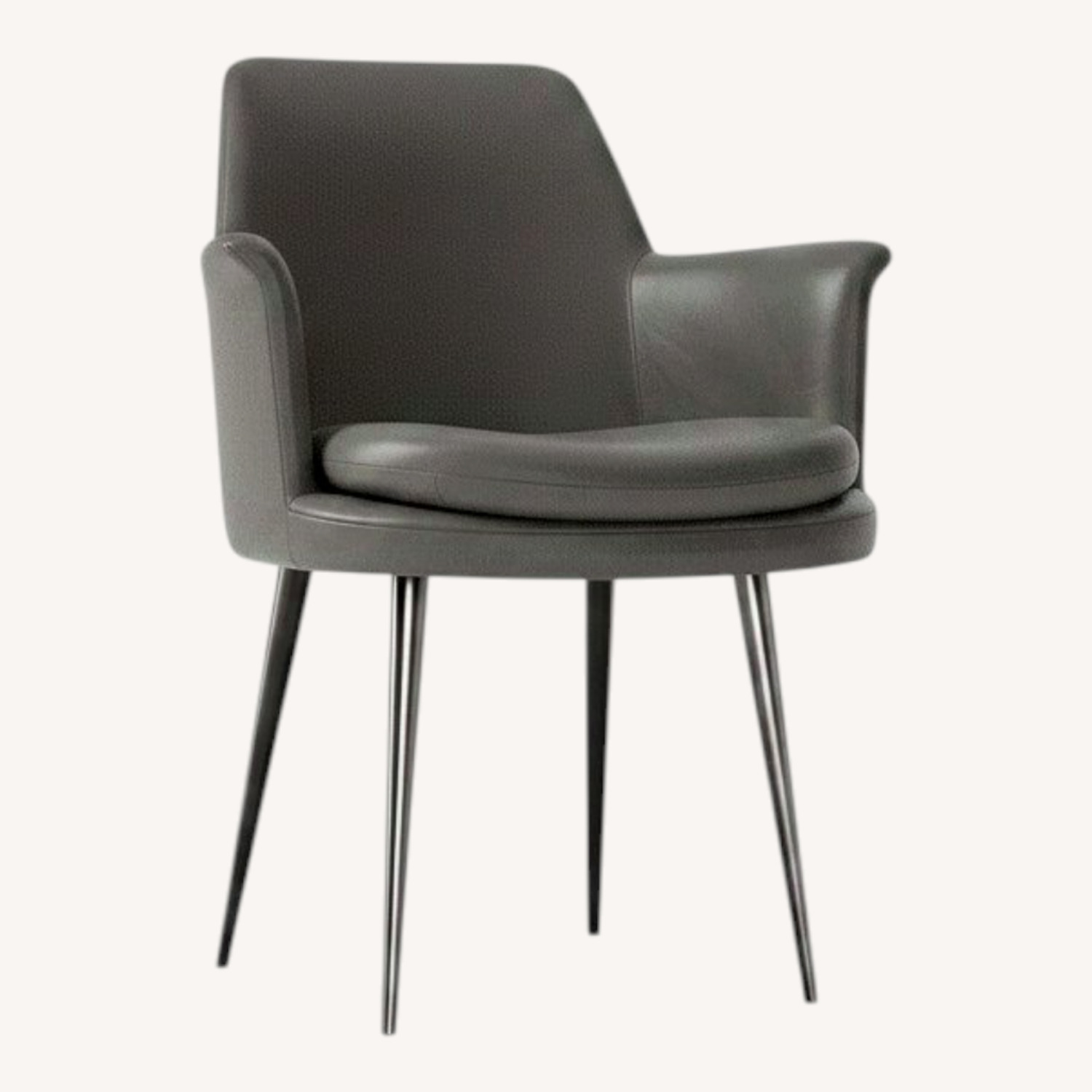 West Elm Finley Dark Gray Leather Dining Chairs - image-0