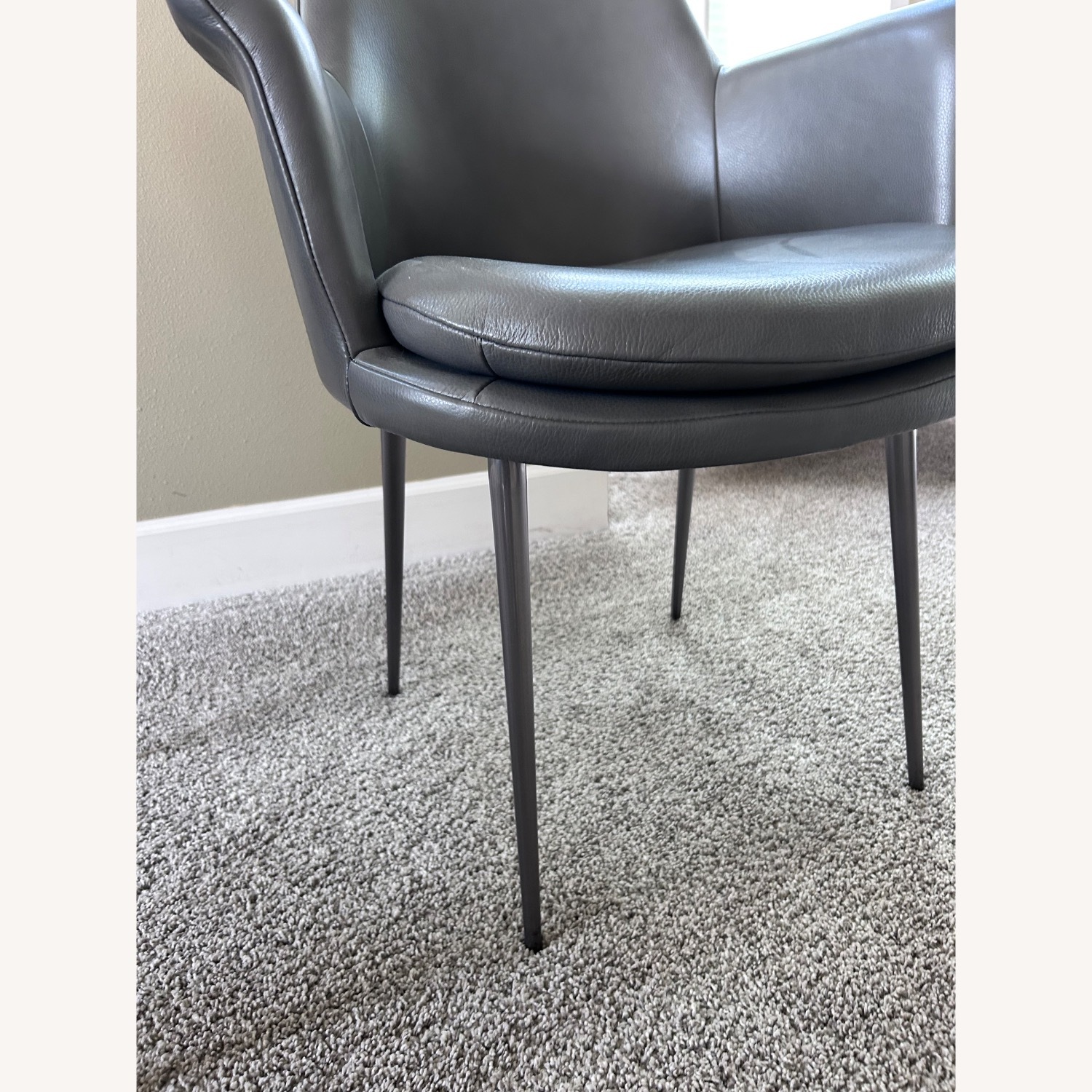 West Elm Finley Dark Gray Leather Dining Chairs - image-3