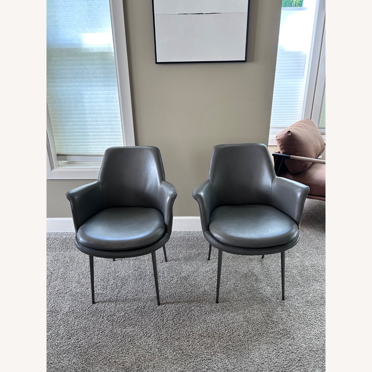 West Elm Finley Dark Gray Leather Dining Chairs - image-2
