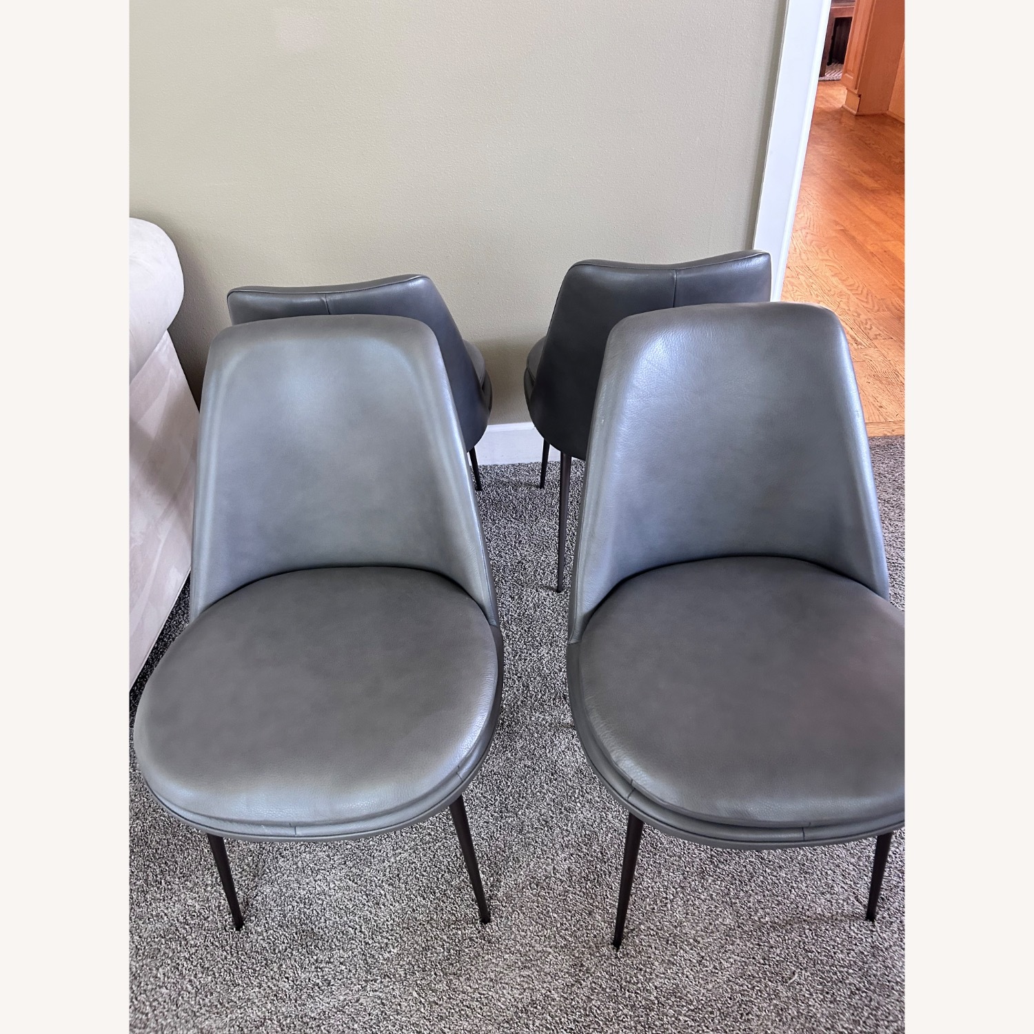 West Elm Finley Low Back Dark Gray Leather Dining Chairs - image-2