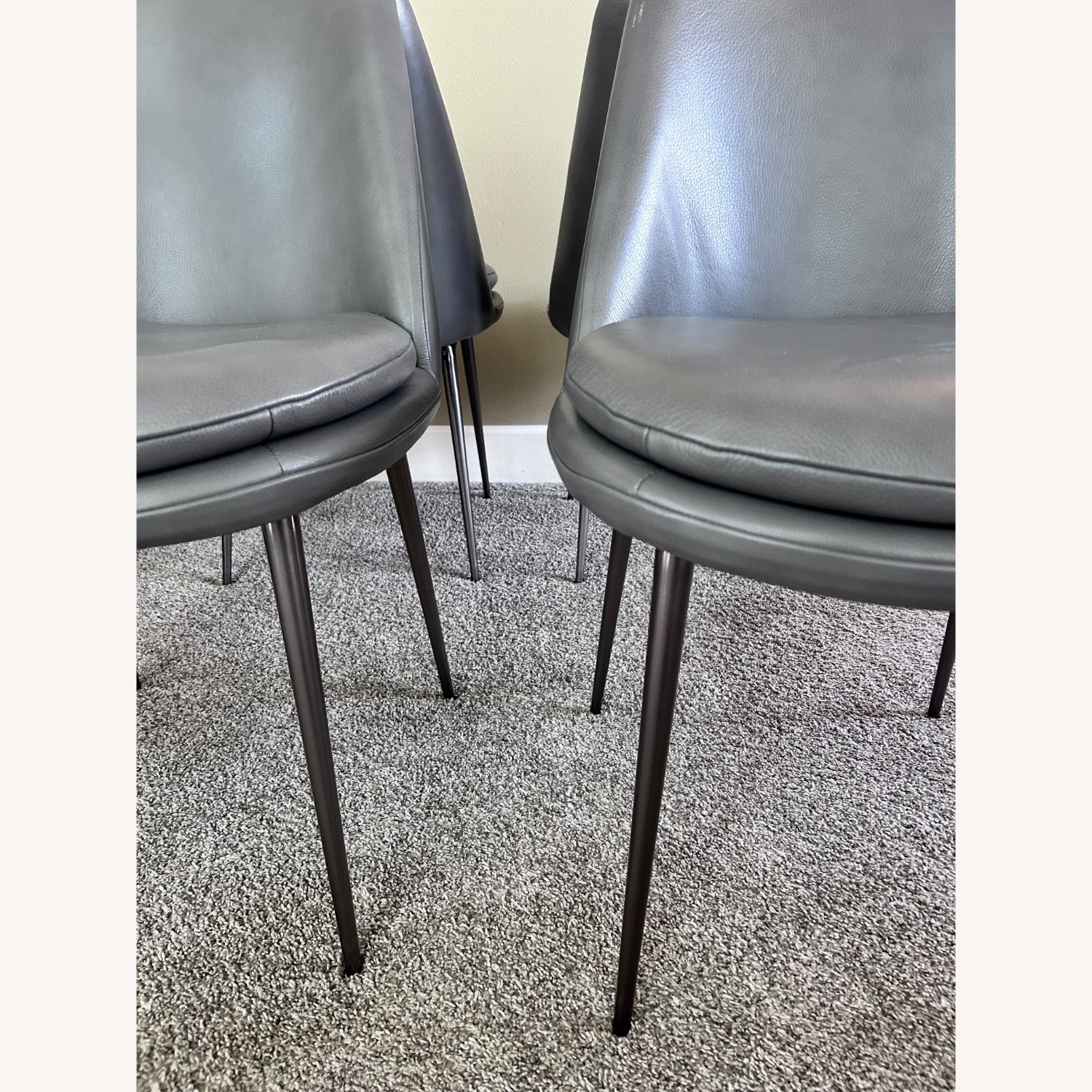 West Elm Finley Low Back Dark Gray Leather Dining Chairs - image-4