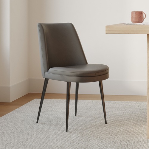Used West Elm Finley Low Back Dark Gray Leather Dining Chairs for sale on AptDeco