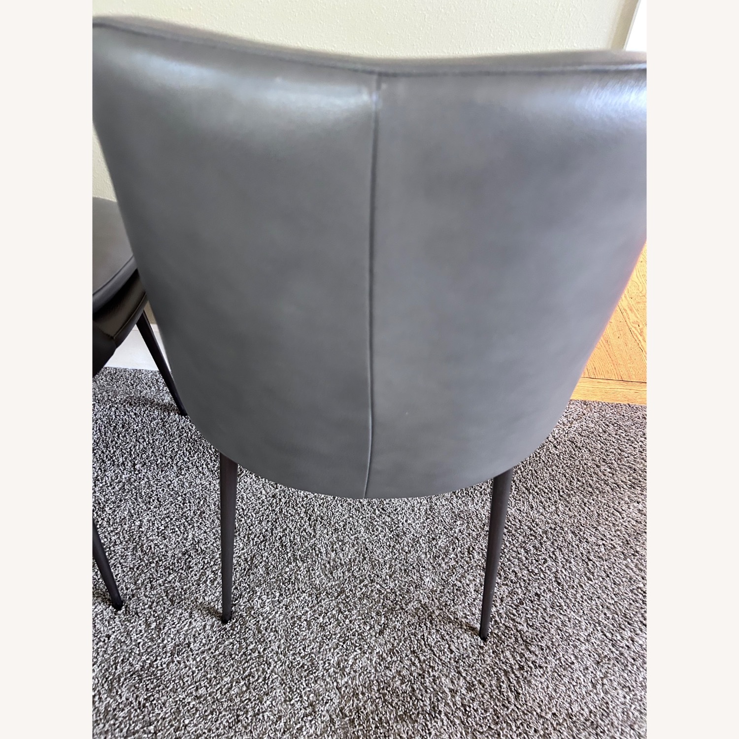 West Elm Finley Low Back Dark Gray Leather Dining Chairs - image-5