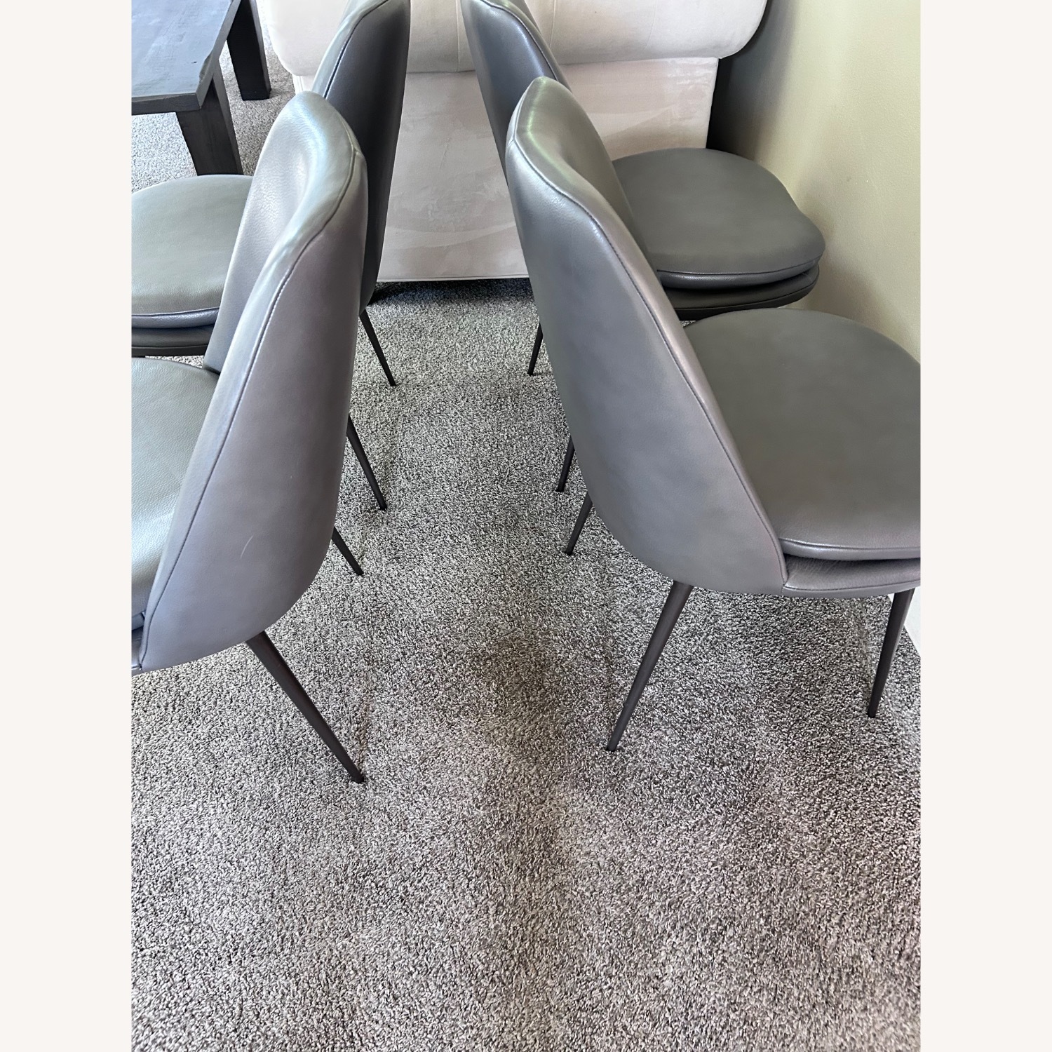 West Elm Finley Low Back Dark Gray Leather Dining Chairs - image-3