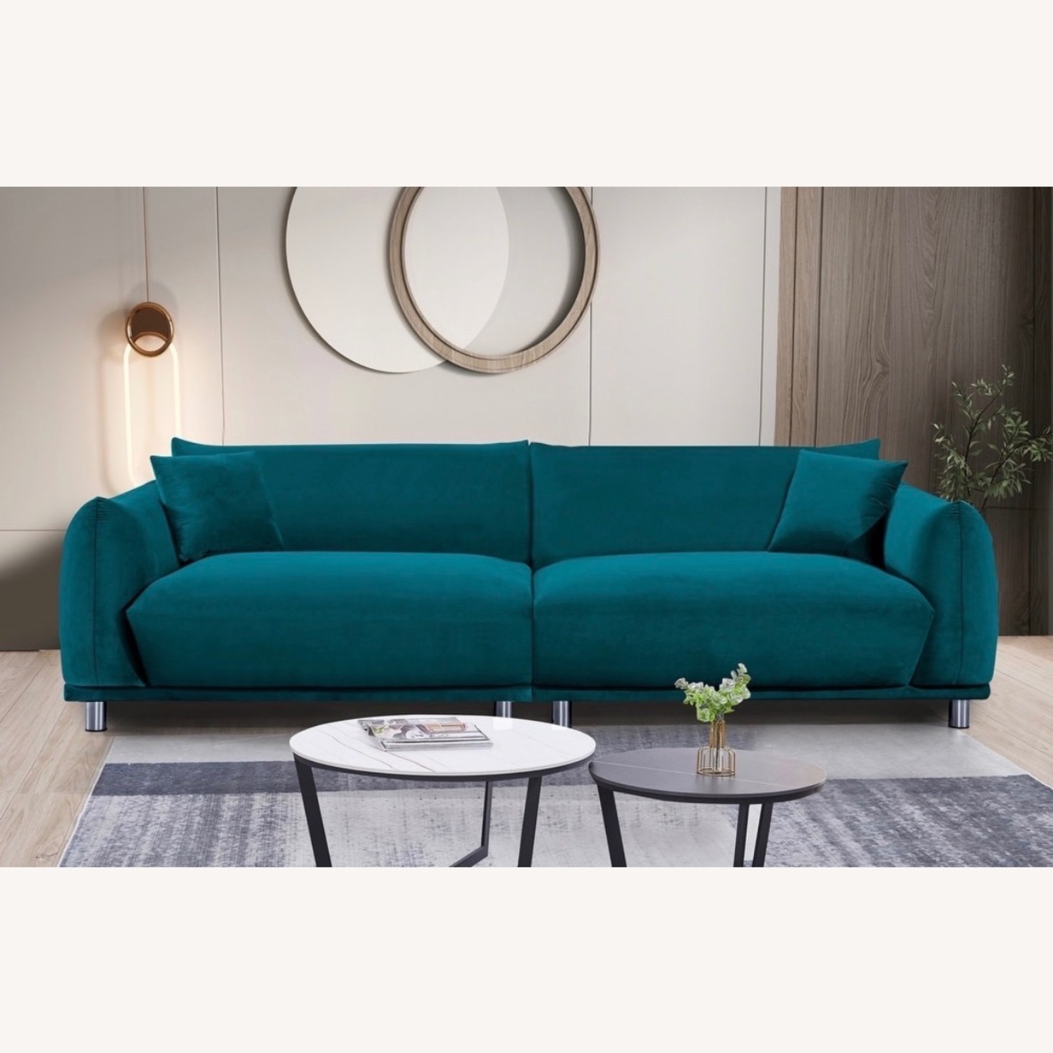 US Pride Furniture Velvet Fabric Foam Sofa - image-1