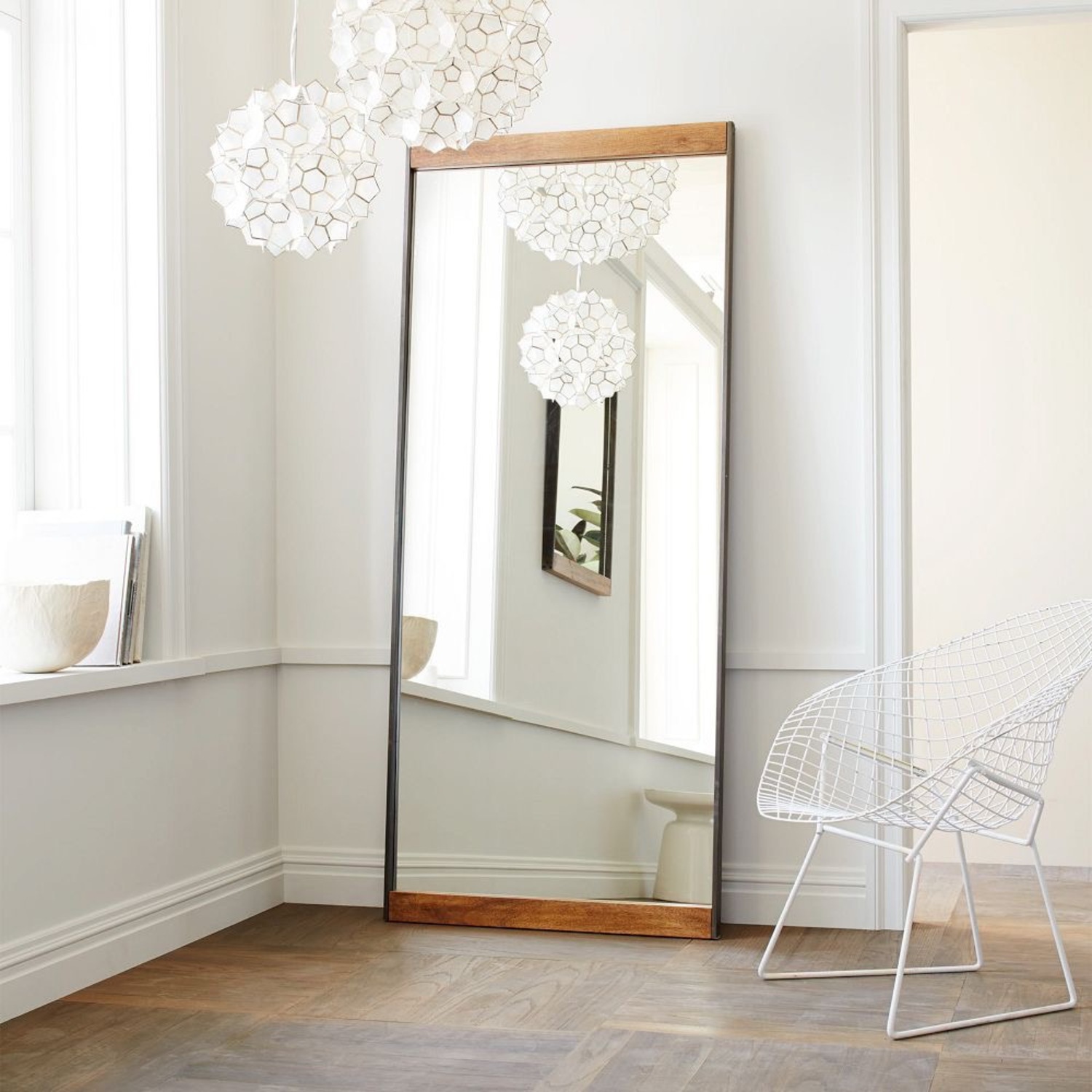 West Elm Natural Wood Wall Unit With Mirror - image-2