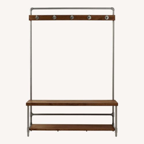 Used West Elm Natural Wood Wall Unit With Mirror for sale on AptDeco