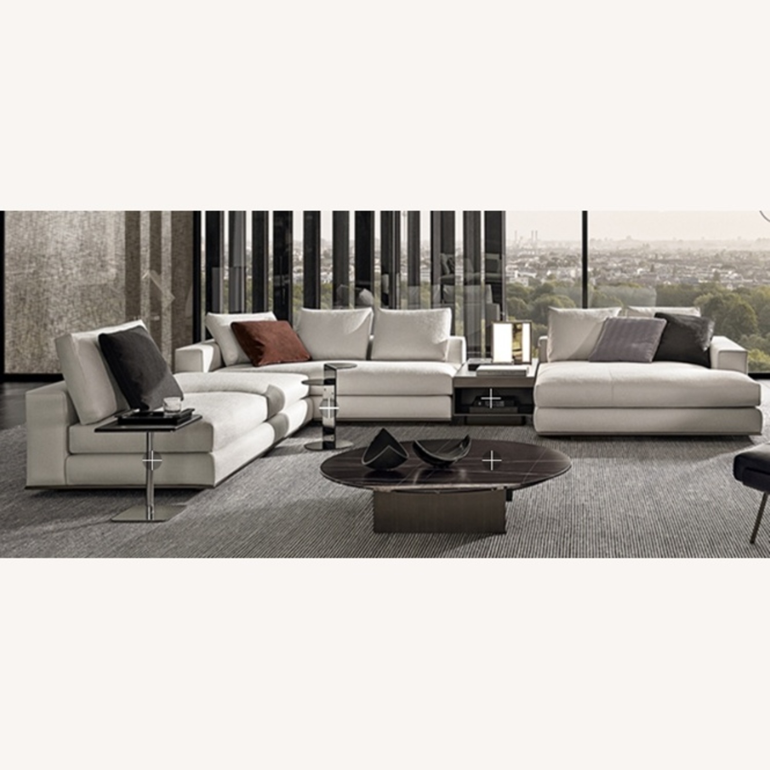 Minotti White Fabric 3+ Piece Sectional - image-4