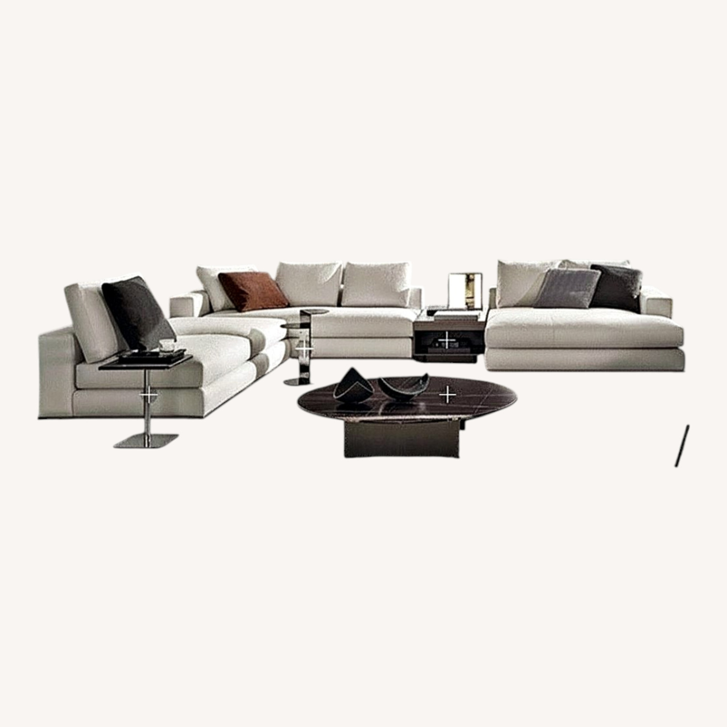 Minotti White Fabric 3+ Piece Sectional - image-5