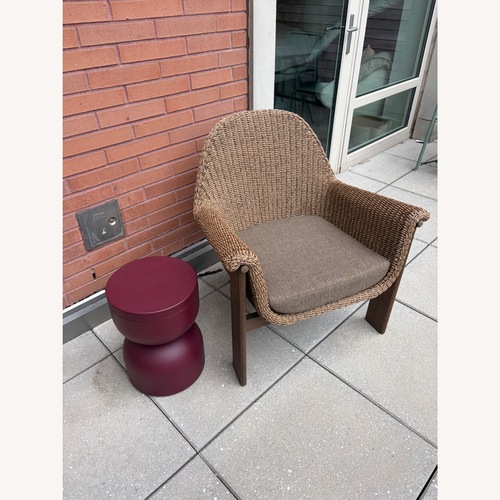 Used West Elm Lenai Outdoor Teak Chair with Cover for sale on AptDeco