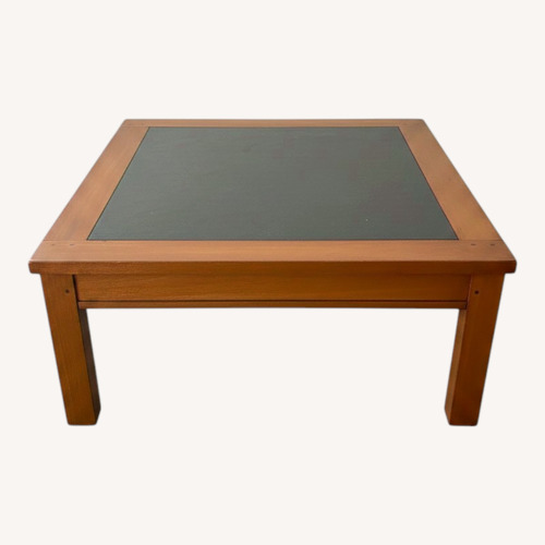 Used Ethan Allen Dark Brown Stone Coffee Table for sale on AptDeco