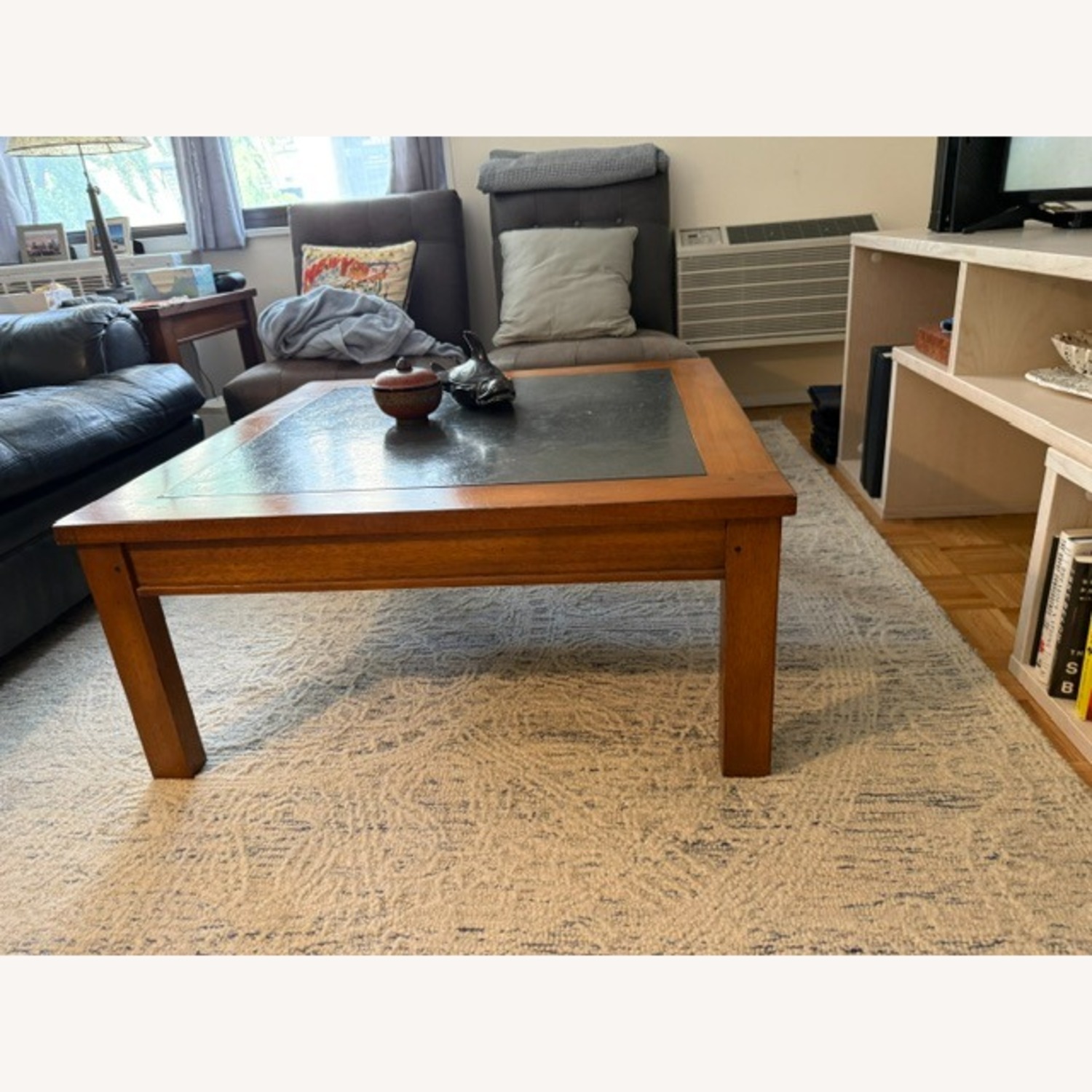 Ethan Allen Dark Brown Stone Coffee Table - image-2