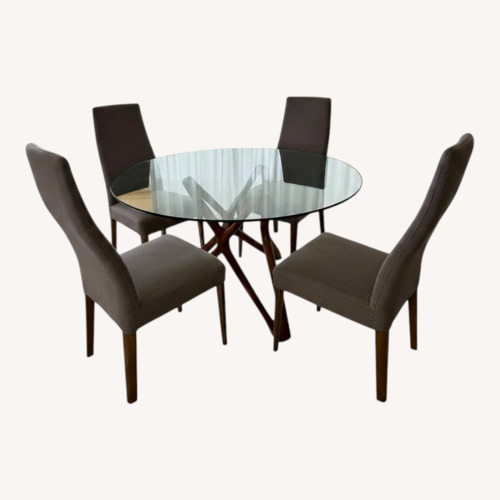 Used Magnus Dining Table (Walnut Base) and Chairs Set for sale on AptDeco