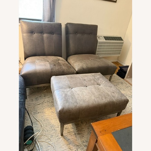 Used Ethan Allen Dark Brown Leather Accent Chairs for sale on AptDeco