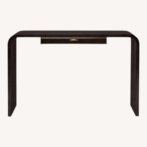Used Rene Console Table Dark Brown Leather Side Table for sale on AptDeco