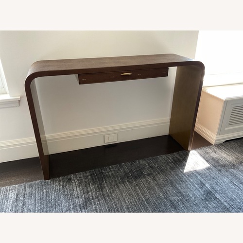 Used Rene Console Table Dark Brown Leather Side Table for sale on AptDeco