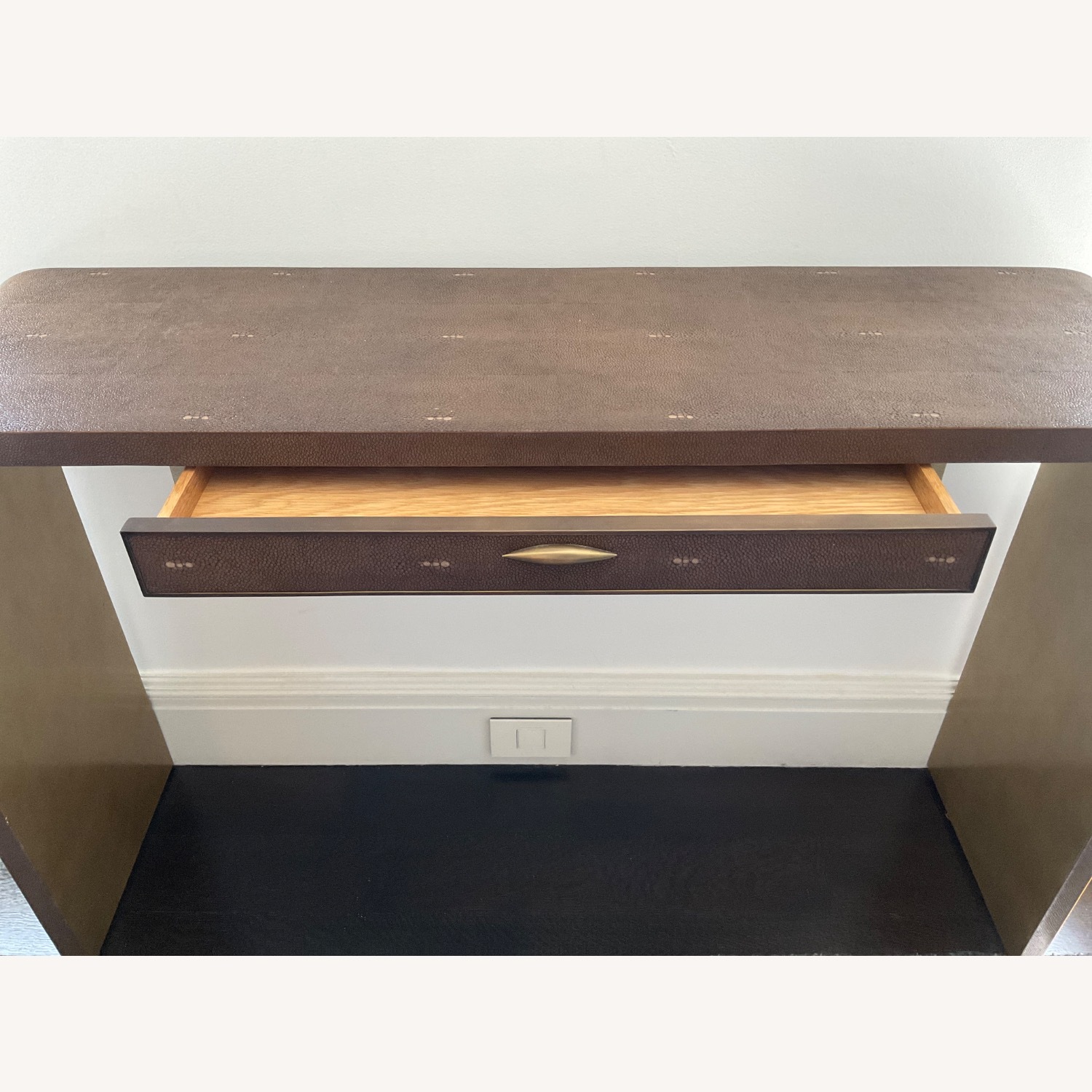 Rene Console Table Dark Brown Leather Side Table - image-3