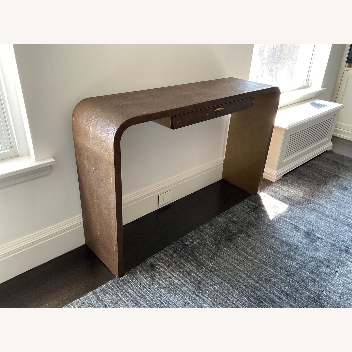 Rene Console Table Dark Brown Leather Side Table - image-2