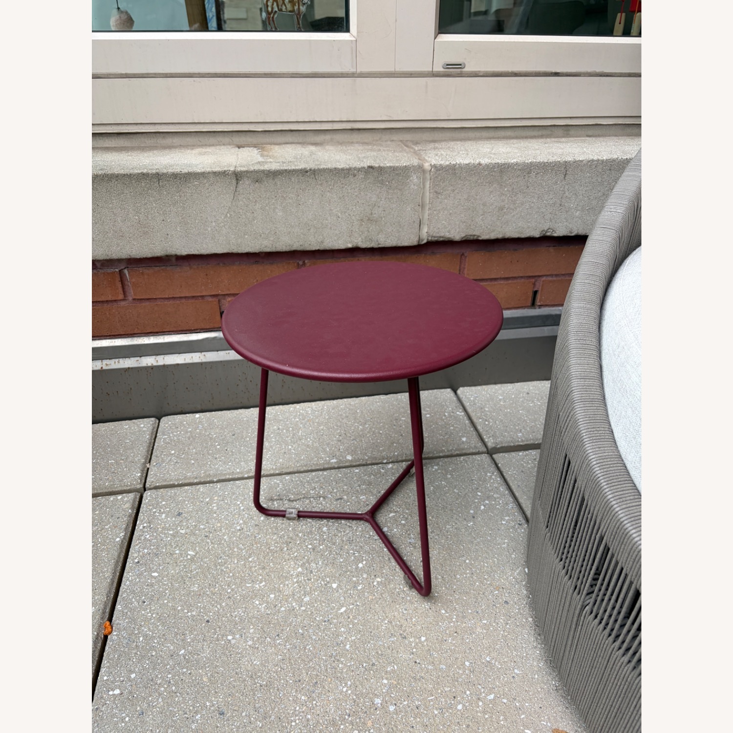 West Elm Red Metal Patio Table - image-1