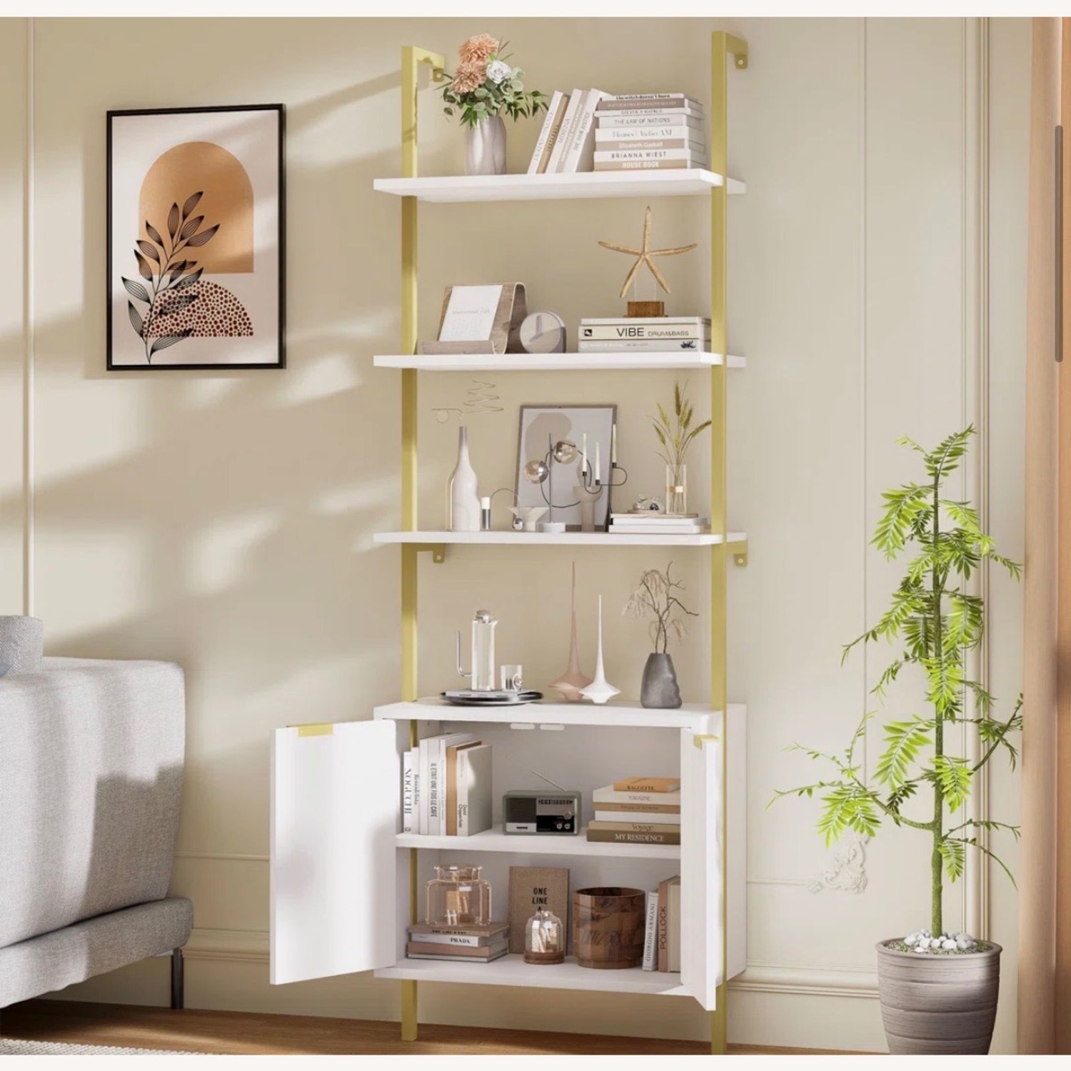 Mercer 41 Gold Wood Bookcase - image-1