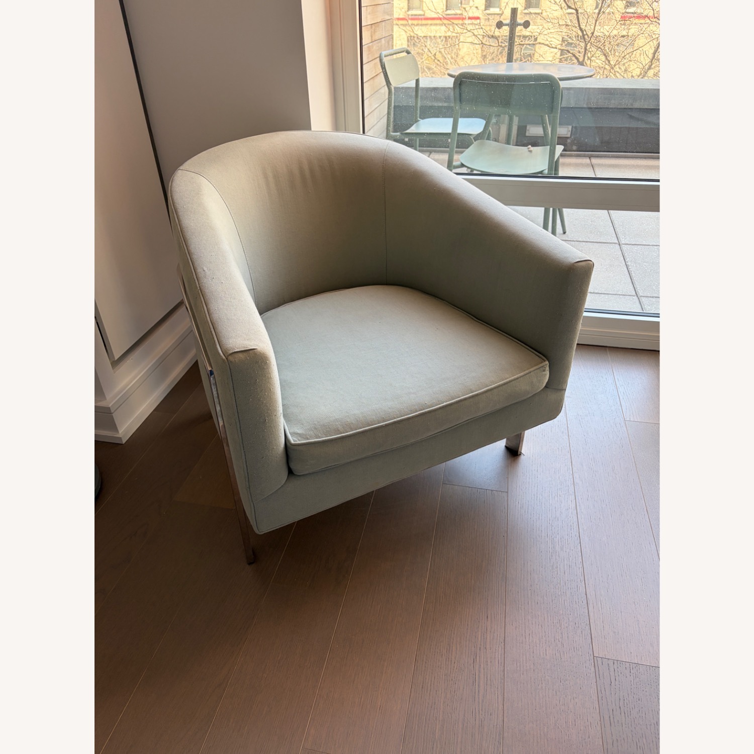 Restoration Hardware Green Fabric Armchair - image-2