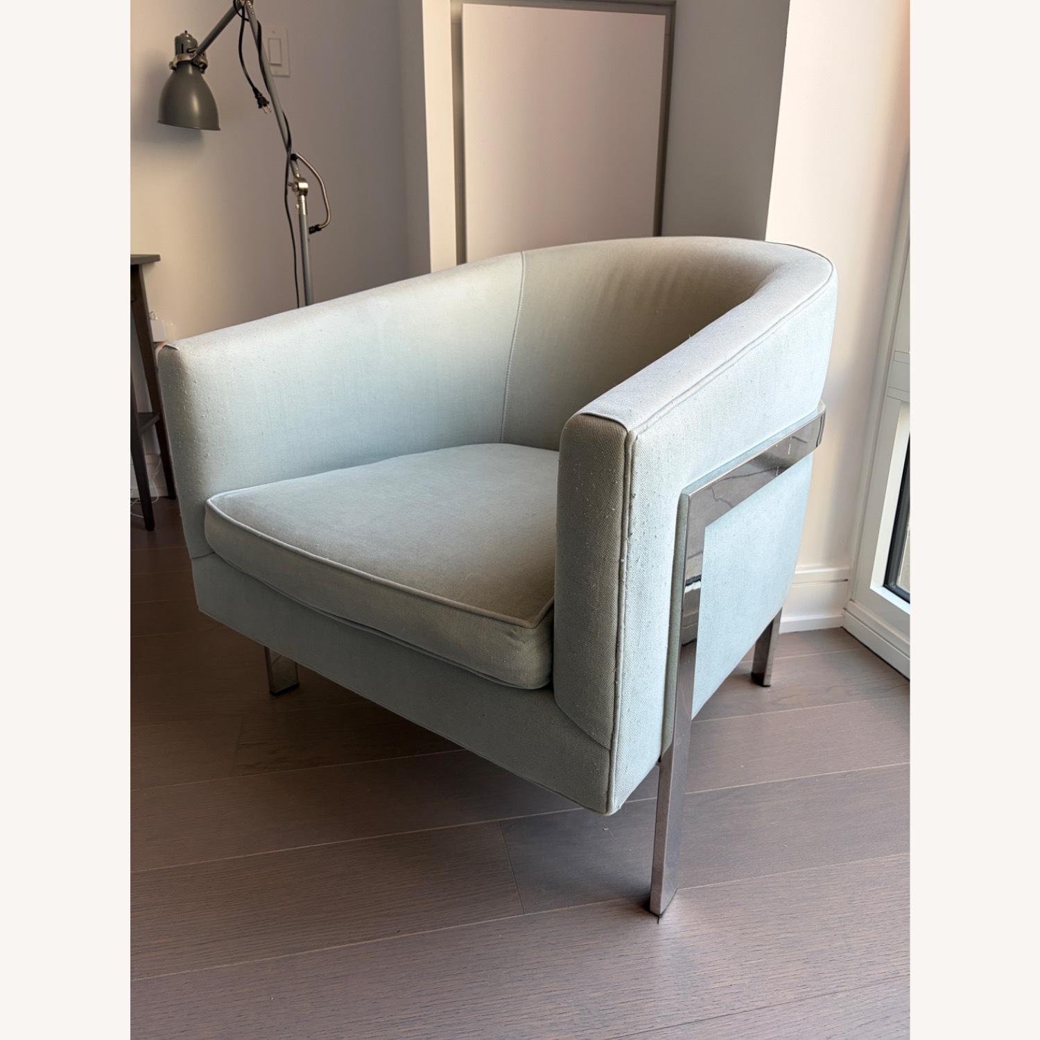 Restoration Hardware Green Fabric Armchair - image-1