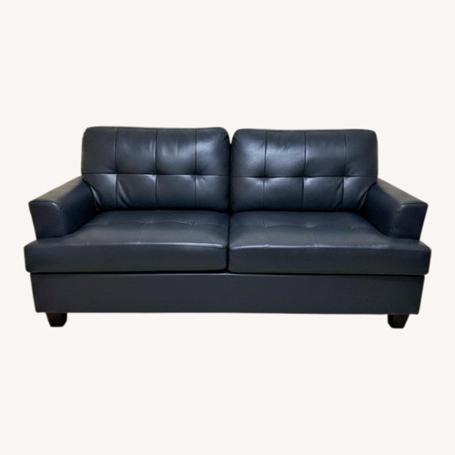 Used Blue Leather 2 Seater Sofa for sale on AptDeco