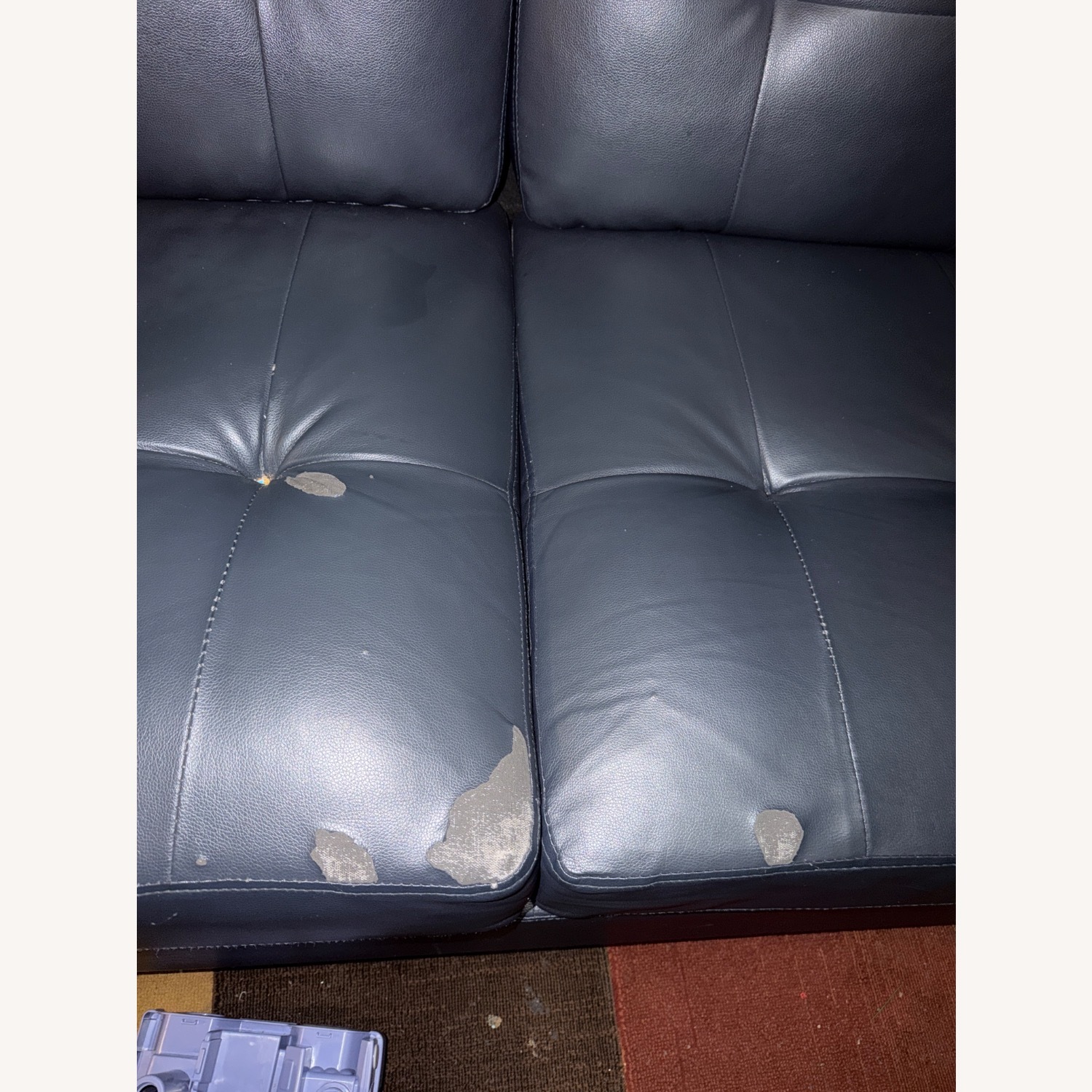Blue Leather 2 Seater Sofa - image-2