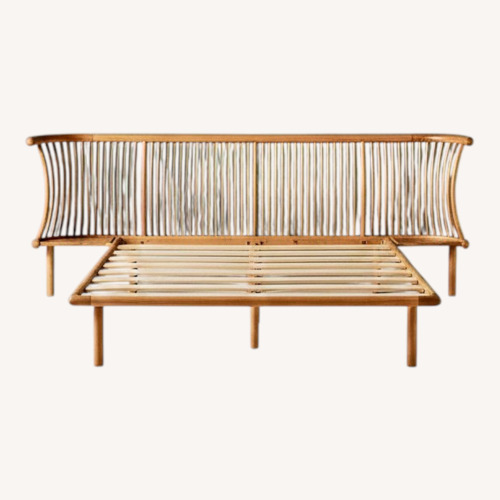 Used Anthropologie Mathilde Light Brown Wood King Bed for sale on AptDeco